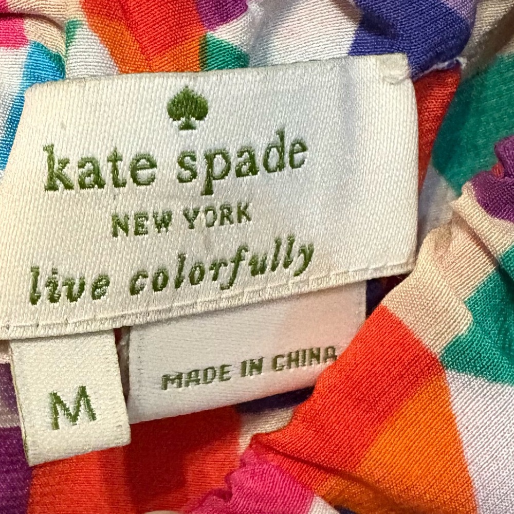 Kate Spade New York “Selena" geometric print silk sleeveless blouse. Medium - Picture 3 of 4